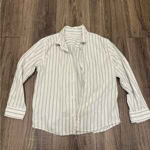 Zara Kids Cotton Striped Button Down Long Sleeve Shirt Size 7 Blue White Stripe
